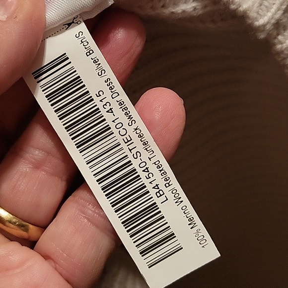 Quince Merino Wool Turtleneck Sweater Dress in Silver Birch & Black & Heather Gr - Picture 5 of 13